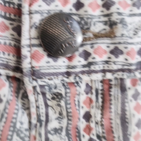 Free People Cream and Pink Cropped Ankle Jeans - Picture 3 of 7